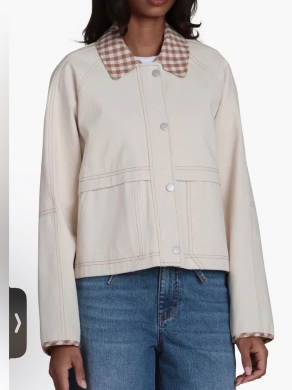 bagatelle check collar jacket - Picture 2 of 4